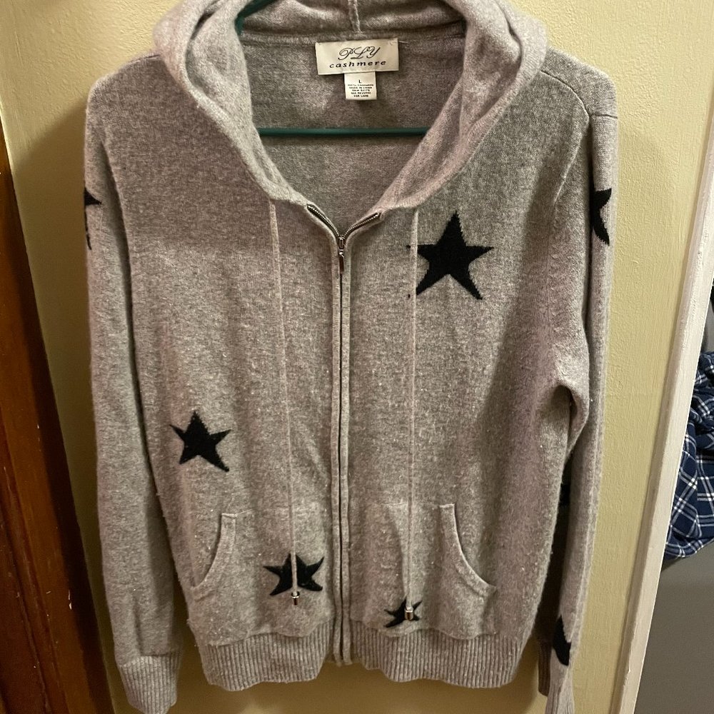 Like NEW! Large PLY Cashmere Star Zip-Up Sweater